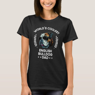 World Coolest Hund Pappa Manar Engelska Bulldog T Shirt