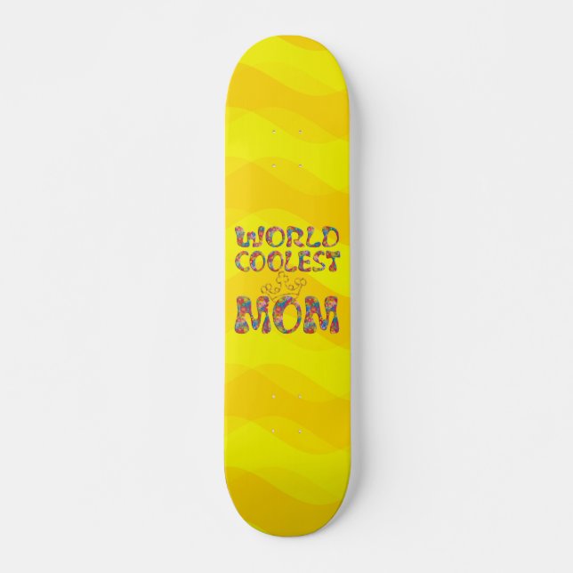 World Coolest Mamma | GULT VINKARARE Mini Skateboard Bräda 18,7 Cm (Framsida)
