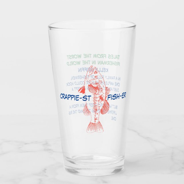 World Crappie-st Fish-er Beer Glass, Worst Fisher Glaskopp (Framsida)