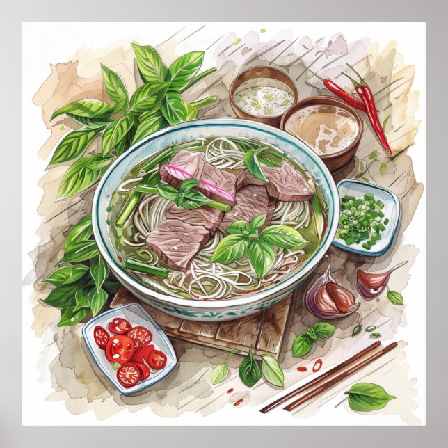 World Cuisine Vietnam Pho Dish Art Poster (Framsidan)