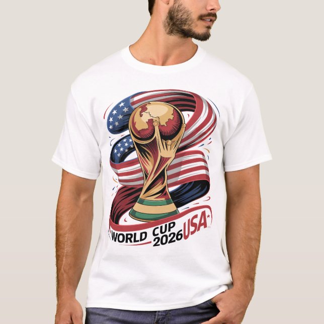 World Cup 2026 USA Flag T-Shirt, Soccer FIFA Tee (Framsida)