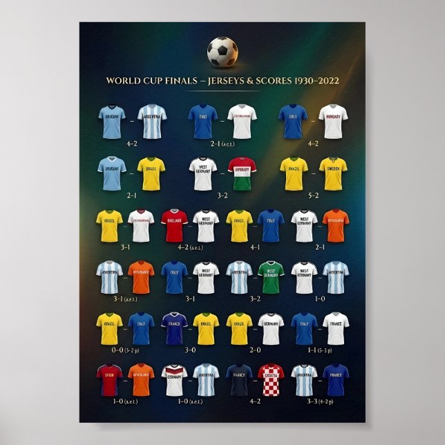 World Cup Winning Nations History Poster 1930–2022 (Framsidan)