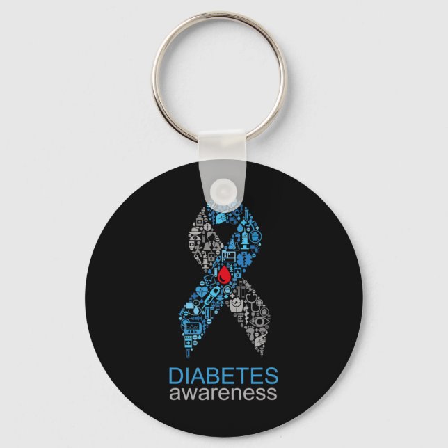 World Diabetes Day Diabetes Awareness Ribbon  Nyckelring (Framsida)