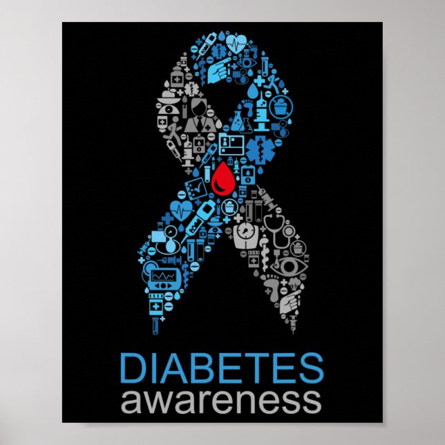 World Diabetes Day Diabetes Awareness Ribbon  Poster (Framsidan)