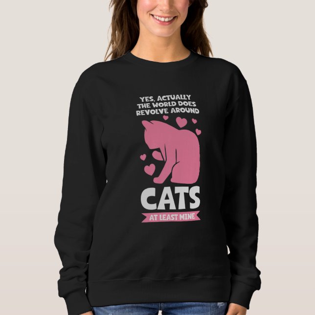 world does revolve around cats Cat   T Shirt (Framsida)