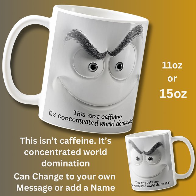 World Domination Add Name Message, Expressive Face Kaffemugg (Skapare uppladdad)