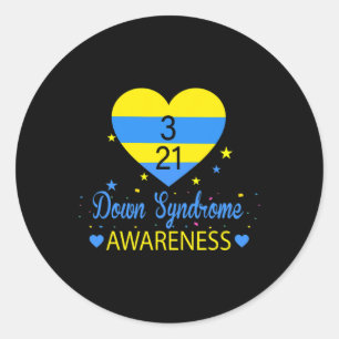 World Down Syndrome Awareness March 21 Gult Blue Runt Klistermärke