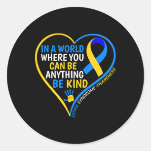 World Down Syndrome Day Be Kined Syndrome Awar Runt Klistermärke