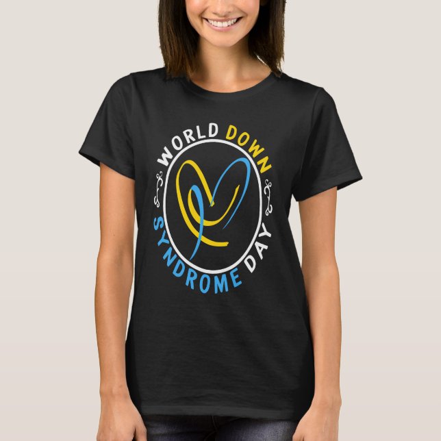 World Down Syndrome Day Mom Awareness Yellow Blue  T Shirt (Framsida)