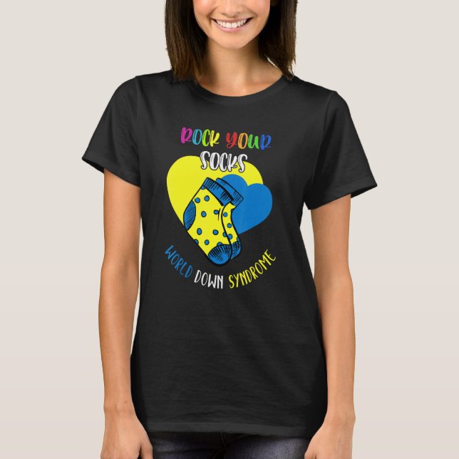 World Down Syndrome Day Rock Your Socks Awareness  T Shirt (Framsida)