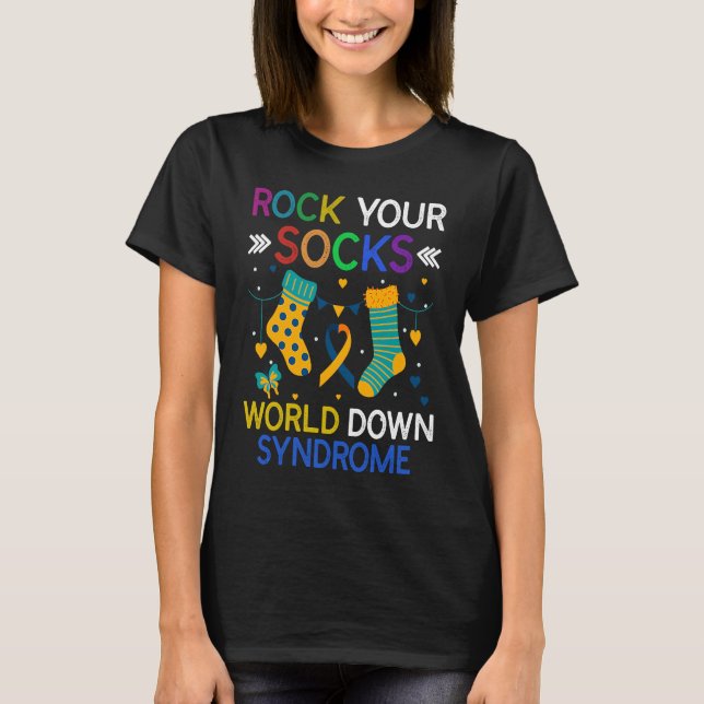World Down Syndrome Day  Rock Your Socks Awareness T Shirt (Framsida)