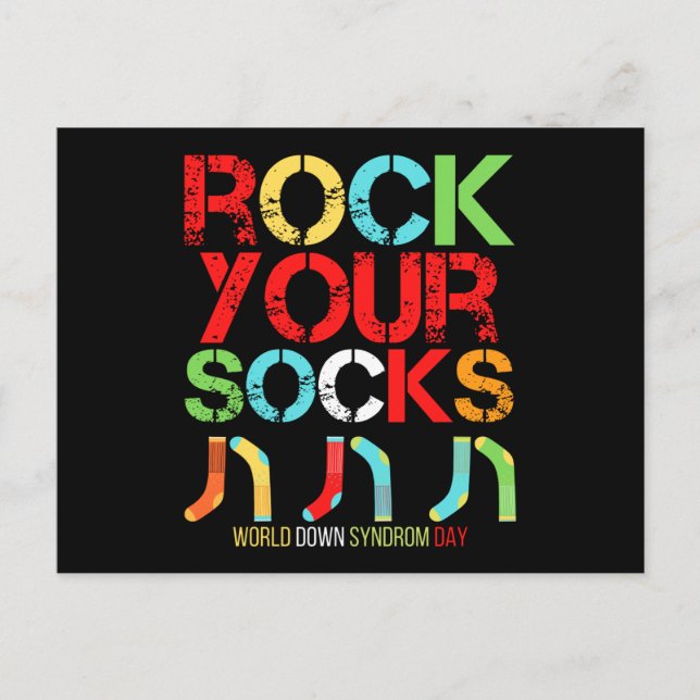 World Down Syndrome Day Rock Your Socks Vykort (Framsida)