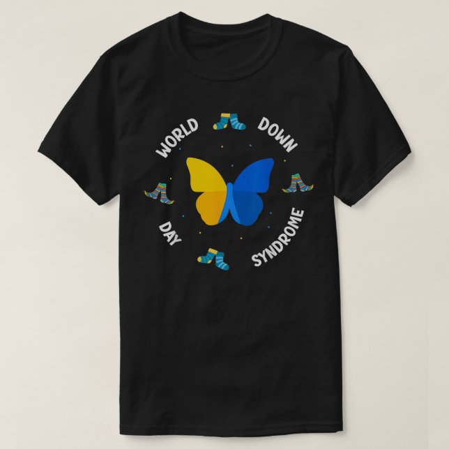 World Down Syndrome-strumpor i himlar T Shirt (Design framsida)
