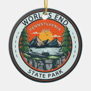 World End State Park Pennsylvania Badge Julgransprydnad Keramik