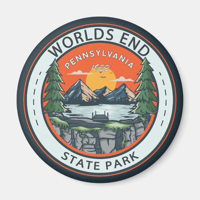 World End State Park Pennsylvania Badge Magnet (Framsidan)