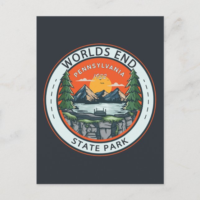 World End State Park Pennsylvania Badge Vykort (Framsida)