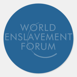 World Enslaving Forum WEF Logotyp Parody Blue Runt Klistermärke