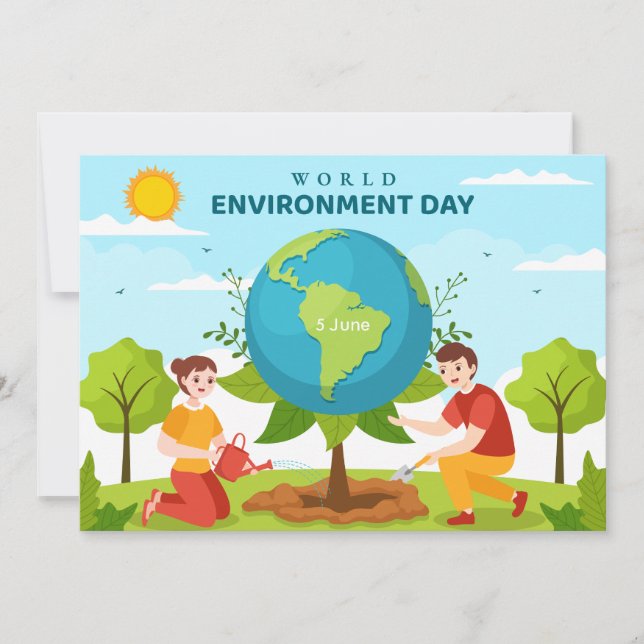 World Environment Day Tree Planting Flat Card (Framsida)