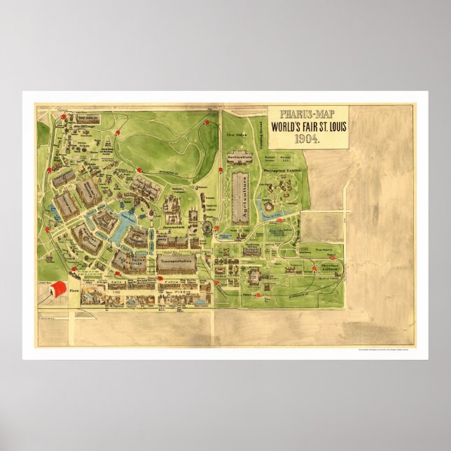 World Fair St Louis Karta 1904 Poster (Framsidan)