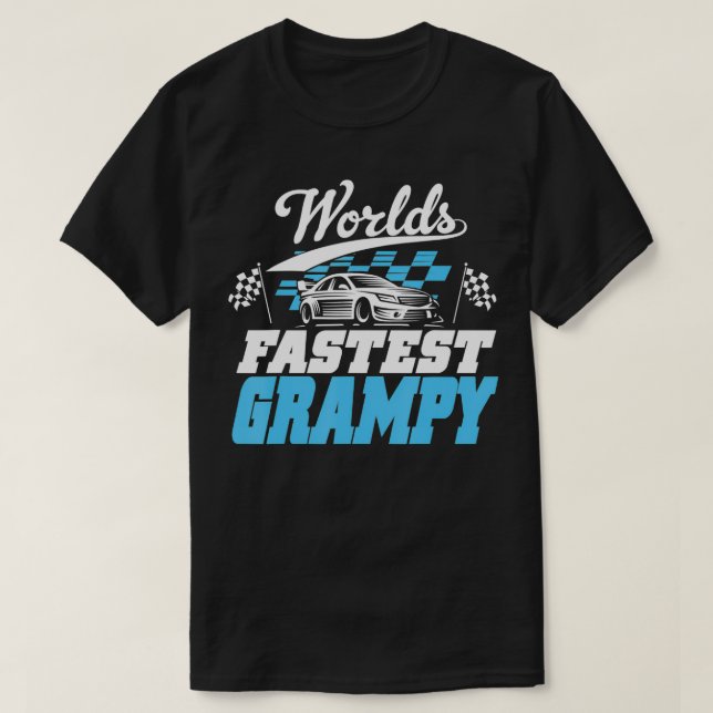 World Fastest Grampy Tävling Checkered Flagga T Shirt (Design framsida)