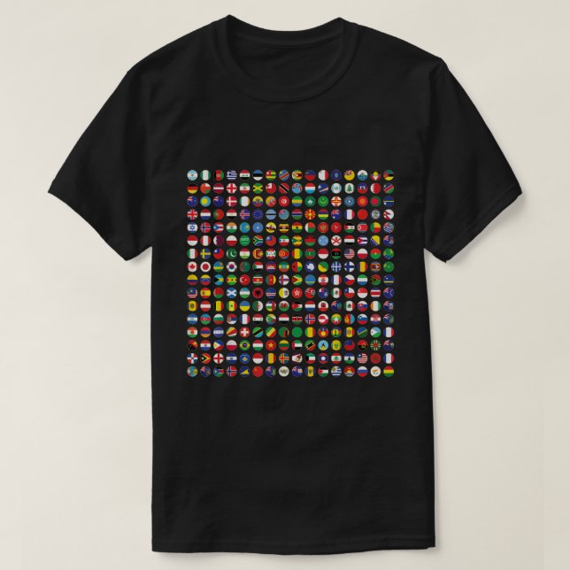 World Flags Cool Travel 256 Flag International Lea T Shirt (Design framsida)