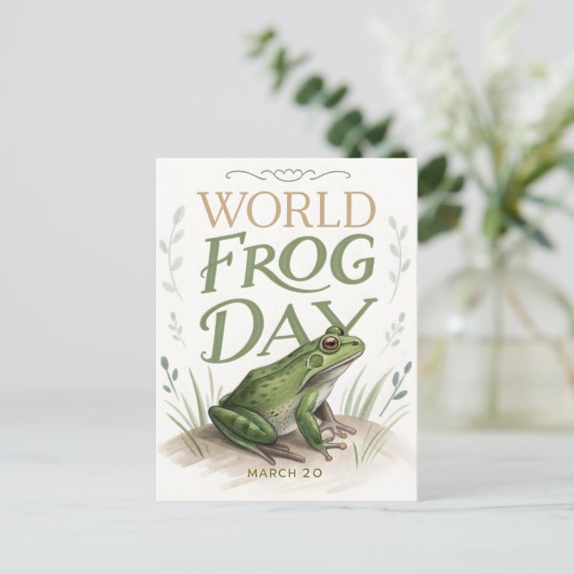 World Frog Day Watercolor Nature Art Vykort (Stående Fram)