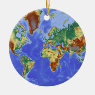 World Geographic Internationell Karta Julgransprydnad Keramik