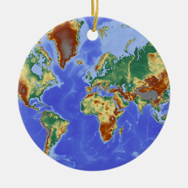World Geographic Internationell Karta Julgransprydnad Keramik (Framsidan)