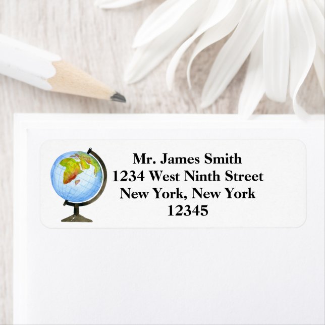 World Globe Adress Returadress Etikett (Insitu)