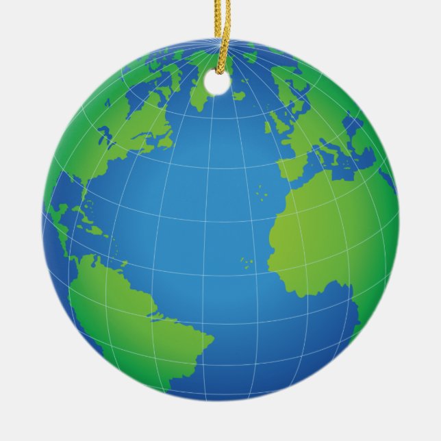 World Globe Karta Julgransprydnad Keramik (Framsidan)