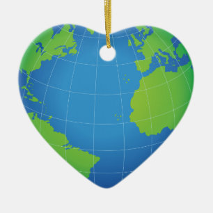 World Globe Karta Julgransprydnad Keramik