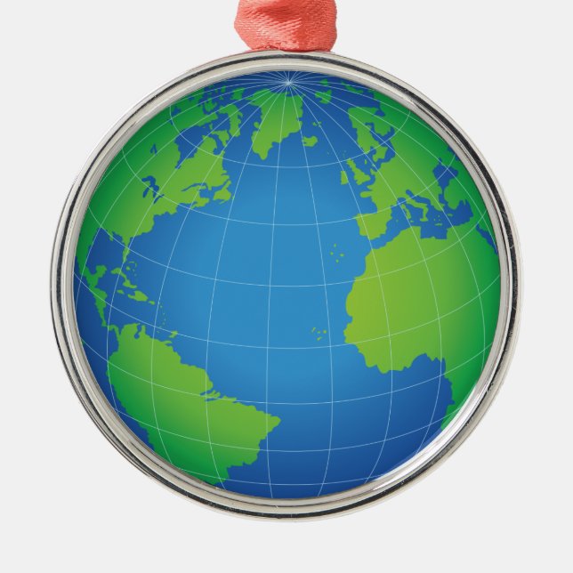 World Globe Karta Julgransprydnad Metall (Framsidan)