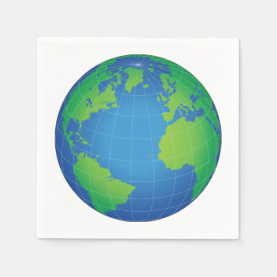 World Globe Karta Pappersservett