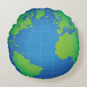 World Globe Karta Rund Kudde