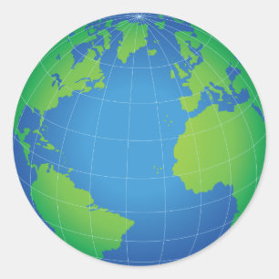 World Globe Karta Runt Klistermärke