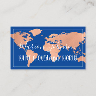 World Globe Karta Travel Agency Copper Ro Fame Blu Visitkort