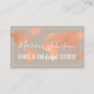 World Globe Karta Travel Agency Copper Ro Framed Visitkort