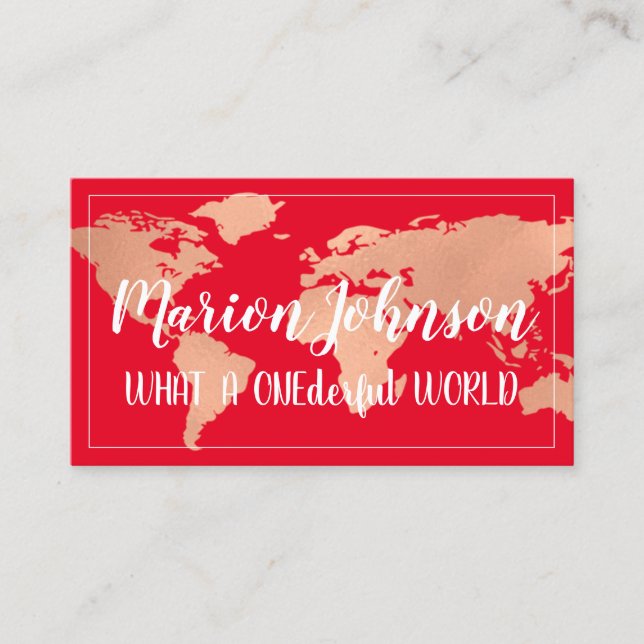 World Globe Karta Travel Agency Ro Fame Red Visitkort (Framsida)