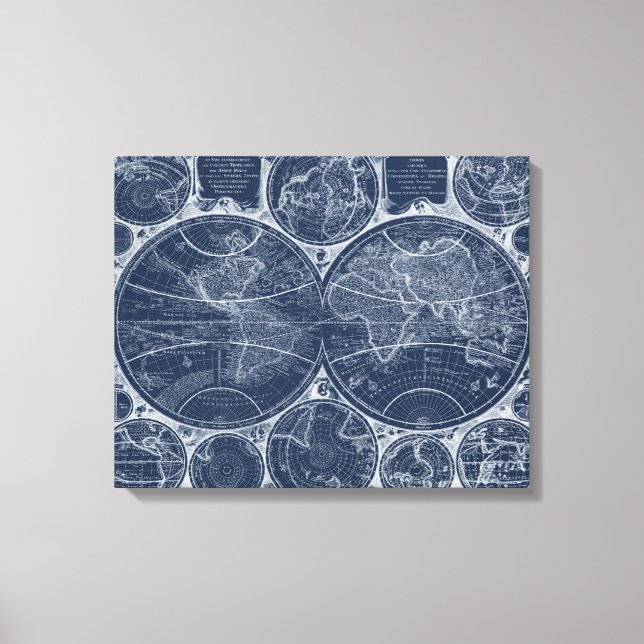 World Globes Blueprint Canvastryck (Framsida)