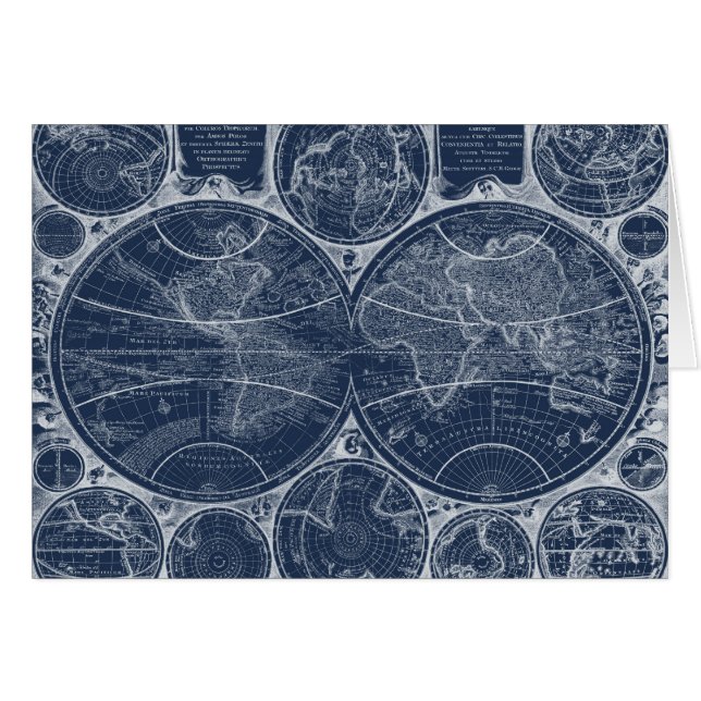 World Globes Blueprint Hälsningskort (Framsidan Horizontal)