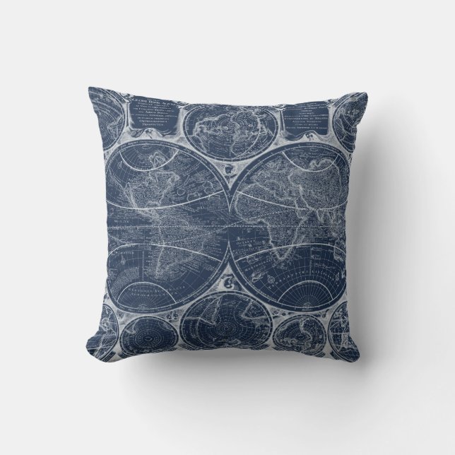 World Globes Blueprint Kudde (Framsida)