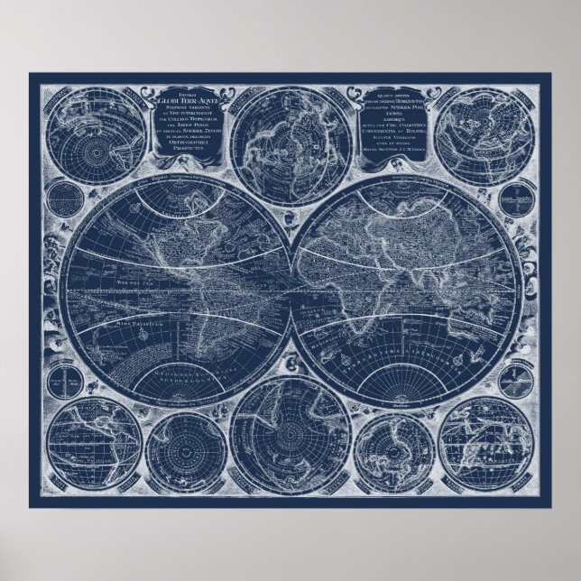 World Globes Blueprint Poster (Framsidan)