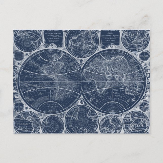 World Globes Blueprint Vykort (Framsida)