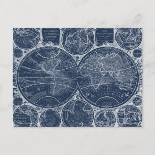 World Globes Blueprint Vykort