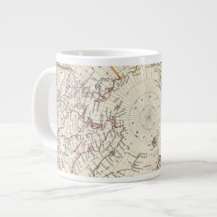 World, gnomonic proj V North Pole 45 N Lat Jumbo Mugg