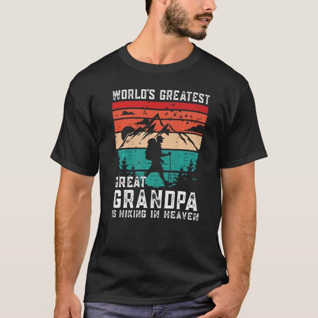 World Greatest Great Grandpa Hiking in Heaven Memo T Shirt (Framsida)