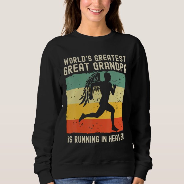 World Greatest Great Grandpa Running in Heaven Mem T Shirt (Framsida)