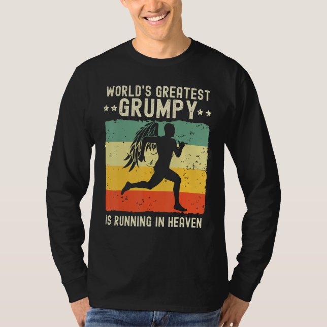 World Greatest Grumpy Running in Heaven Family Mem T Shirt (Framsida)