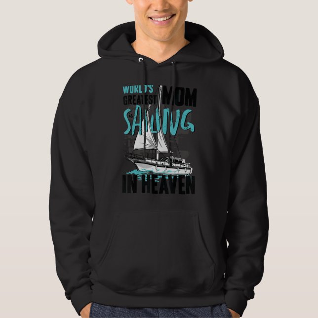 World Greatest Mom Grandma Sailing in Heaven Famil Hoodie (Framsida)