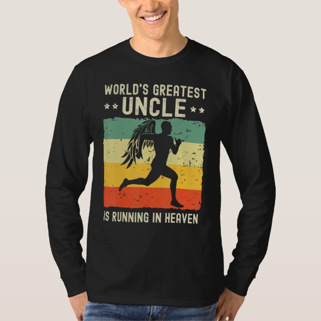 World Greatest Uncle Running in Heaven Family Memo T Shirt (Framsida)